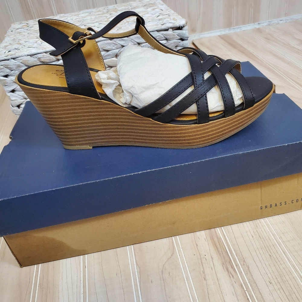 Euro Summer Y2K Party Summer Wedge Sandal Dress Shoe Black 8.5 M Business Casual